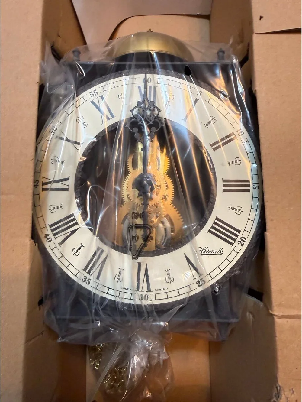 Hermle 70974-000711 Skeleton Wall Clock Mechanical Pendulum Bell Germany OpenBox